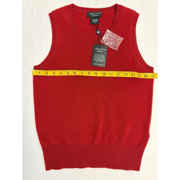 Lord & Taylor Woman's Red 100 % Cashmere Vest NWT Sz M Holidays Preppy Office - Picture 8 of 9